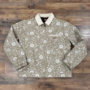 Dickies Eisenhower Jacket Men’s Medium Tan White Floral Workwear Cropped